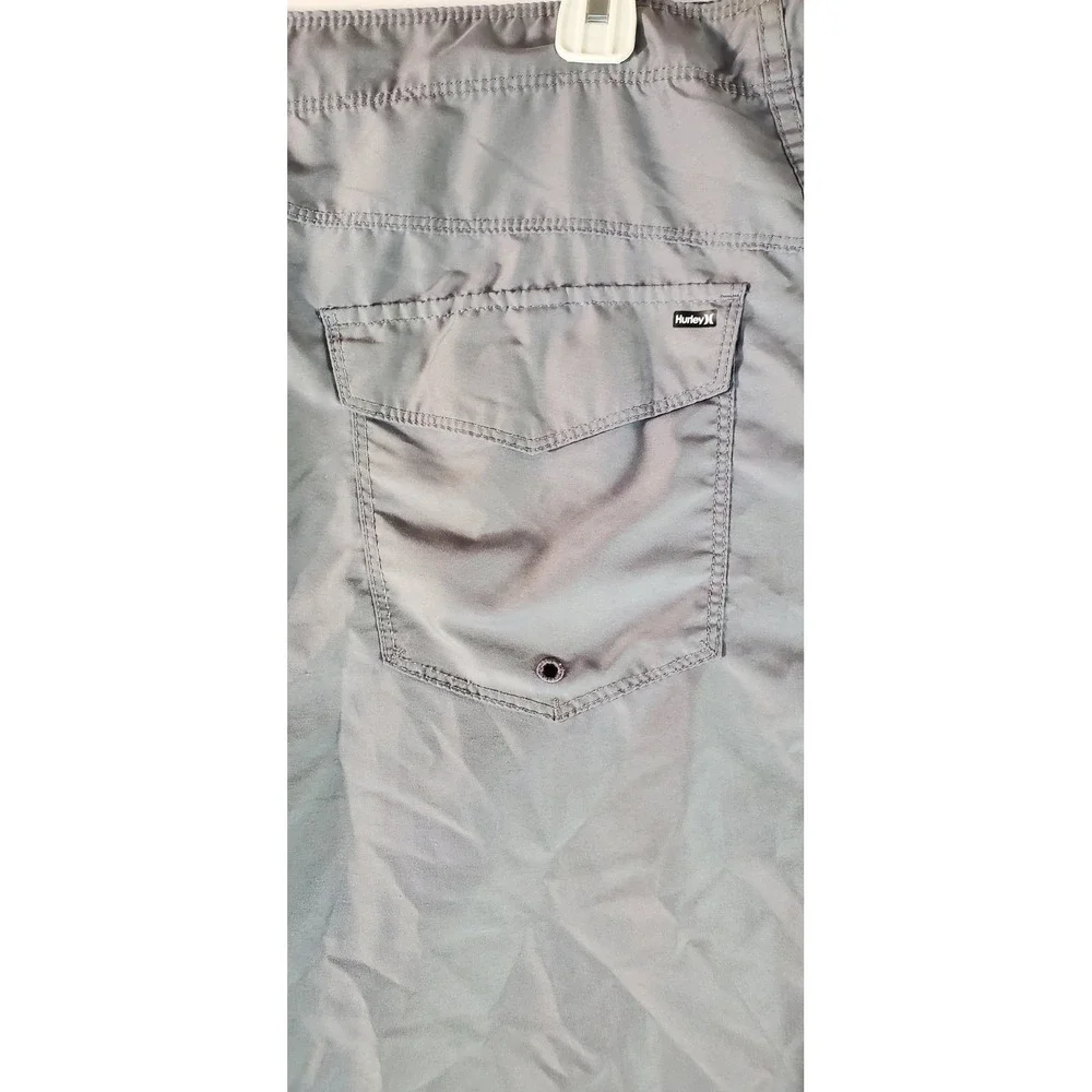 Hurley Mens Board Shorts Size 38 Gray Logo Swim Trunks Lace Up Surf Beachwear